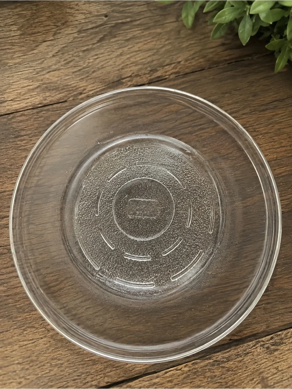 Vintage PYREX Clear Glass Pie Plate Baking Dish Raised Logo USA - Rim Chip